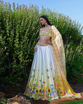 Yellow Ombre Floral Embroidered Lehenga Set
