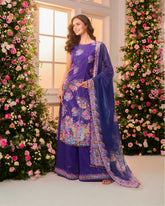 Royal Blue-Multicolor Printed Sharara Set