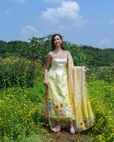 Yellow Floral Embroidered Kurta Set