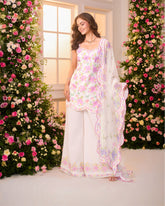 White-Lavender Printed Sharara Set