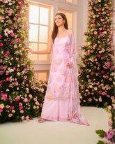 Pink-Multoicolor Printed Sharara Set