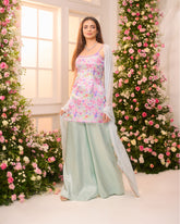 Mint Green-Pink Printed Sharara Set