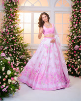 Pink Ombré Printed Embroidered Lehenga Set