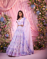 Rose Ivory-Lavender Embroidered Lehenga Set