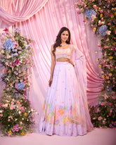 Rose Lavender Printed & Embroidered Lehenga Set