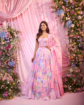 Rose Multicolour Embroidered Lehenga Set