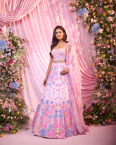 Rose Multicolour Embroidered Corset Lehenga Set