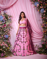 Rose Maroon Pink Embroidered Lehenga Set