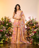 Ochre Yellow Printed Embellished Sharara Set