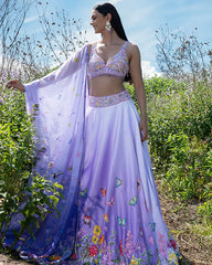 Lilac Ombre Embroidered Lehenga Set