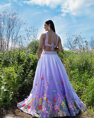 Lilac Ombre Embroidered Lehenga Set