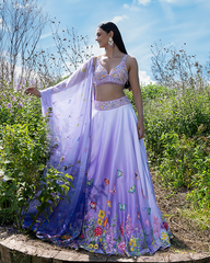 Lilac Ombre Embroidered Lehenga Set