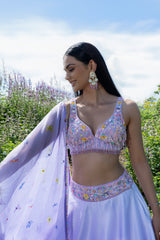 Lilac Ombre Embroidered Lehenga Set