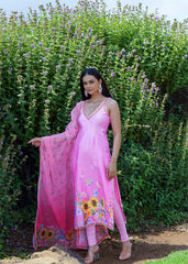 Pink Floral Embroidered Kurta Set