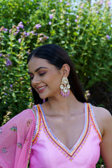Pink Floral Embroidered Kurta Set