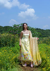 Yellow Floral Embroidered Kurta Set