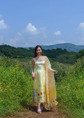 Yellow Floral Embroidered Kurta Set