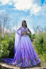Lilac Ombre Embroidered Lehenga Set