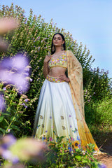 Yellow Ombre Floral Embroidered Lehenga Set