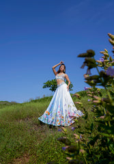 Sky Blue Embroidered Lehenga Set