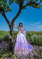 Lilac Ombre Embroidered Lehenga Set