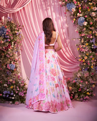 Rose Pink Embroidered Lehenga Set
