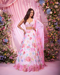 Rose Pink Embroidered Lehenga Set