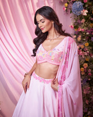Rose Baby Pink Embroidered Lehenga Set