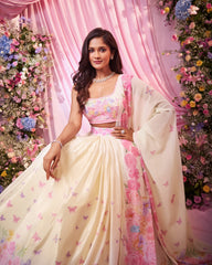 Rose Lemon Embroidered Lehenga Set