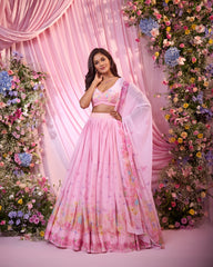 Rose Blush Pink Embroidered Lehenga Set