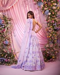 Rose Ivory-Lavender Embroidered Lehenga Set