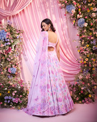 Rose Purple Pink Embroidered Lehenga Set
