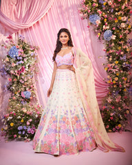 Rose Yellow-Pink Embroidered Lehenga Set