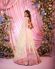 Rose Yellow-Pink Embroidered Lehenga Set