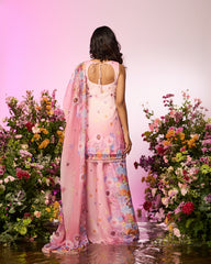 Pink Printed Embellished Sharara Set