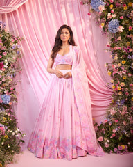 Rose Powder-Pink Embroidered Lehenga Set
