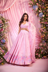 Rose Powder-Pink Embroidered Lehenga Set