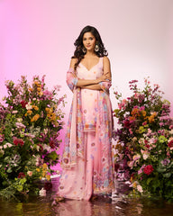 Pink Printed Embellished Sharara Set