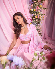 Rose Powder-Pink Embroidered Lehenga Set