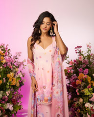 Pink Printed Embellished Sharara Set