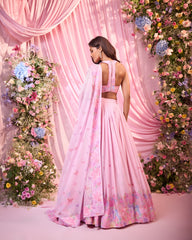Rose Powder-Pink Embroidered Lehenga Set