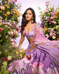 Lavender Floral Printed Embellished Lehenga Set