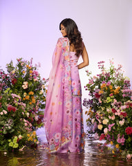 Lavender Rainbow Flower Embellished Sharara Set