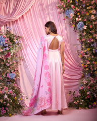 Rose Ombré Pink Embroidered Anarkali Set