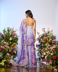 Lilac Blue Printed Embellished Sharara Set