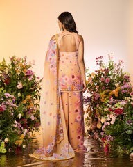 Ochre Yellow Printed Embellished Sharara Set